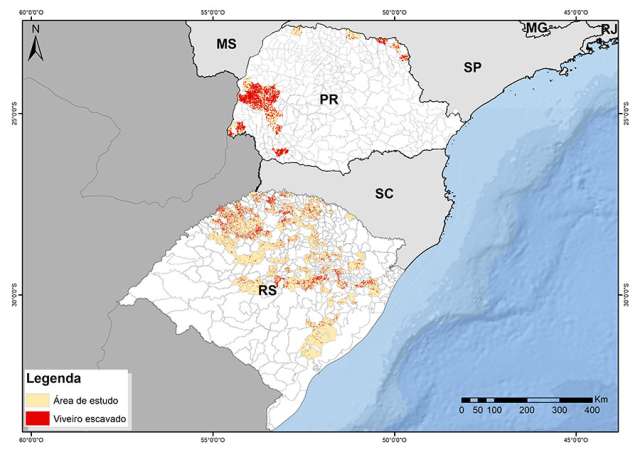 Mapeamento por imagens de satélite identifica viveiros de produção aquícola no Brasil